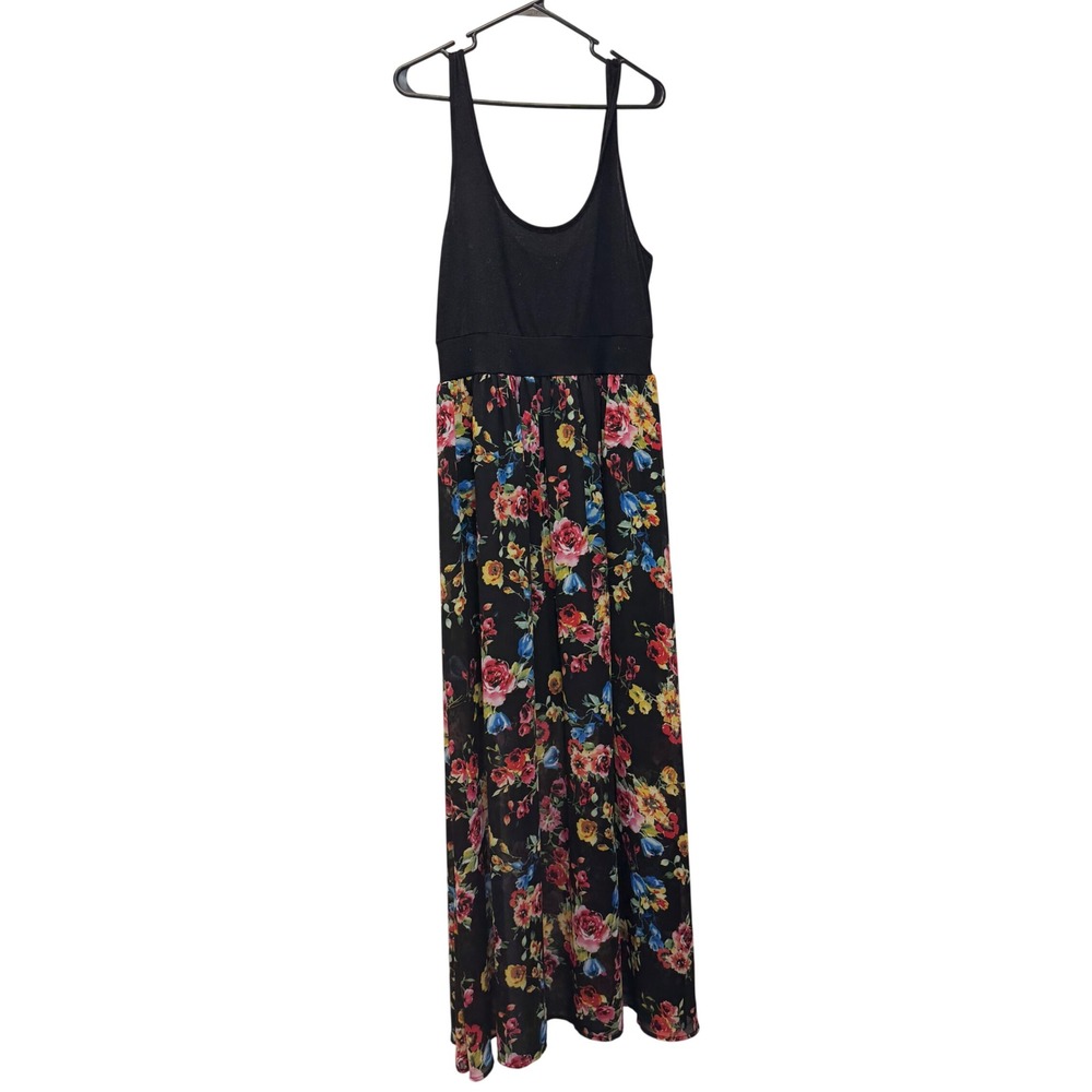 Torrid Maxi Dress Women 0 Black Floral Empire Waist Sleeveless Chiffon Skirt